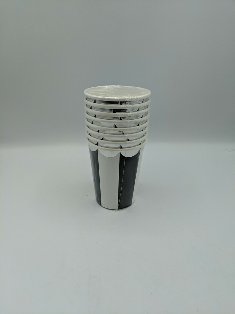 Meri Meri Black Fan Stripe Cups 8 ct