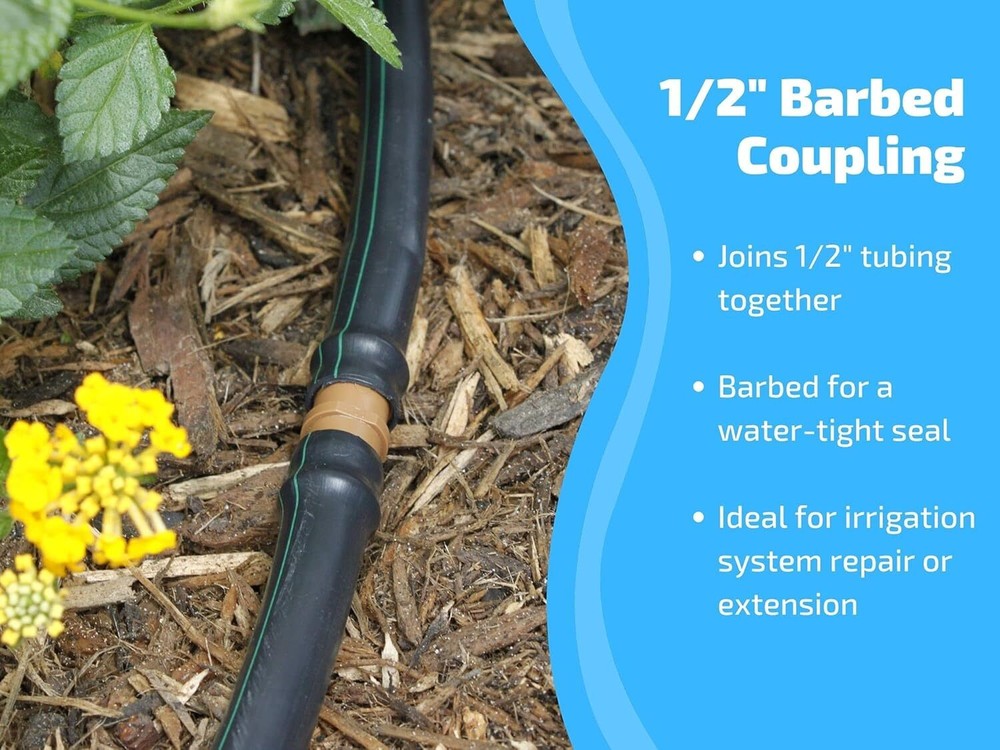 1/2" Coupling Drip Irrigation Fittings (12 Pack) - Barbed Drip Line Coupler C...