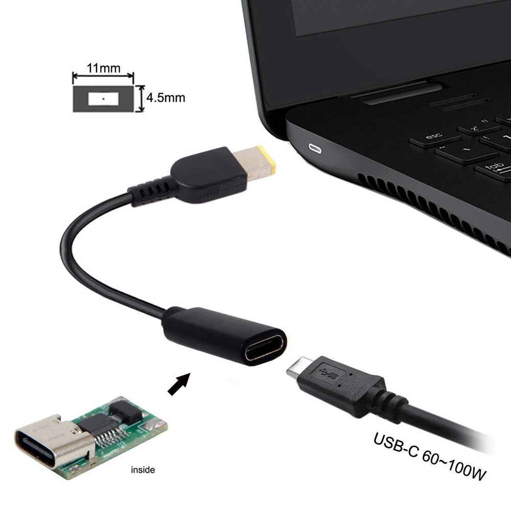 cablecc Type C USB-C to Rectangle 11.0x4.5mm Power Plug Black Retangle Jack