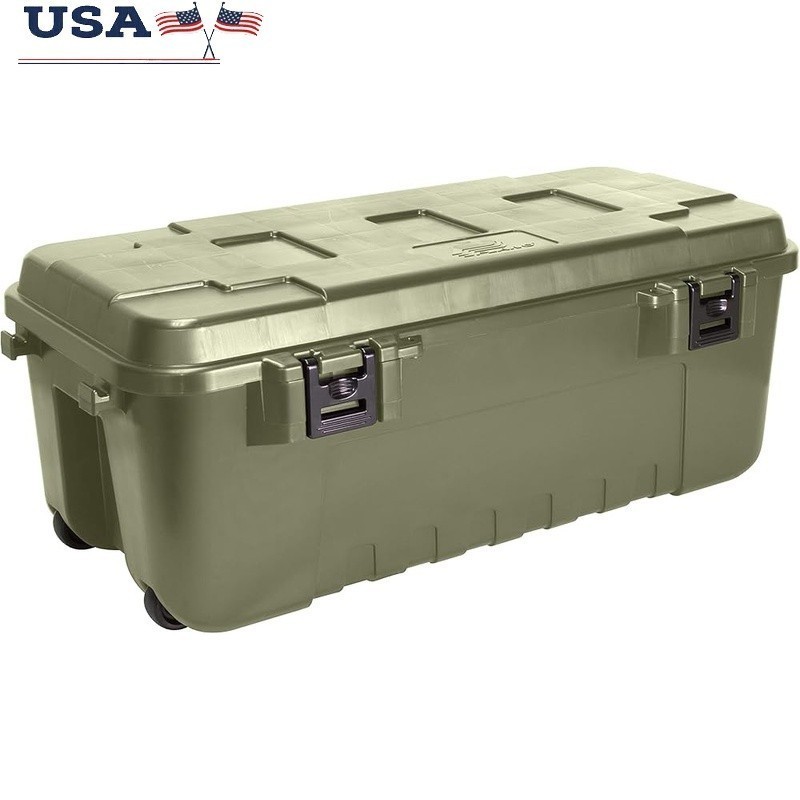 Heavy Duty Wheeled Storage Trunk Lockable Portable Stackable Tool Box 108qt New