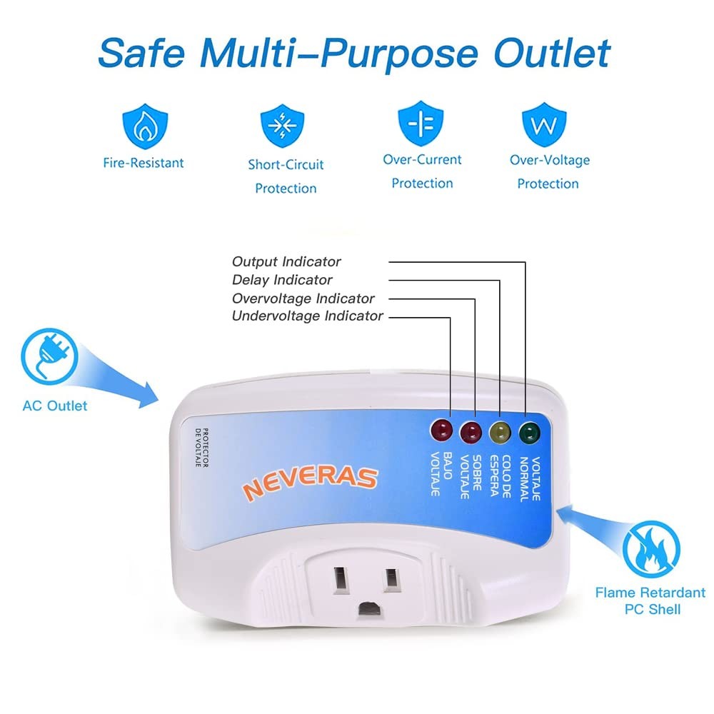 Leepesx Voltage Protector Single Outlet Surge Plug in for White