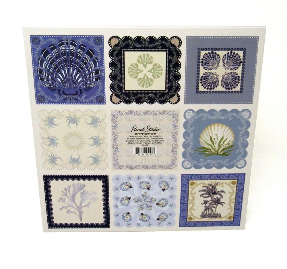 Punch Studio Keepsake Flip Top Nesting Box Blue Seashells 28258 Medium