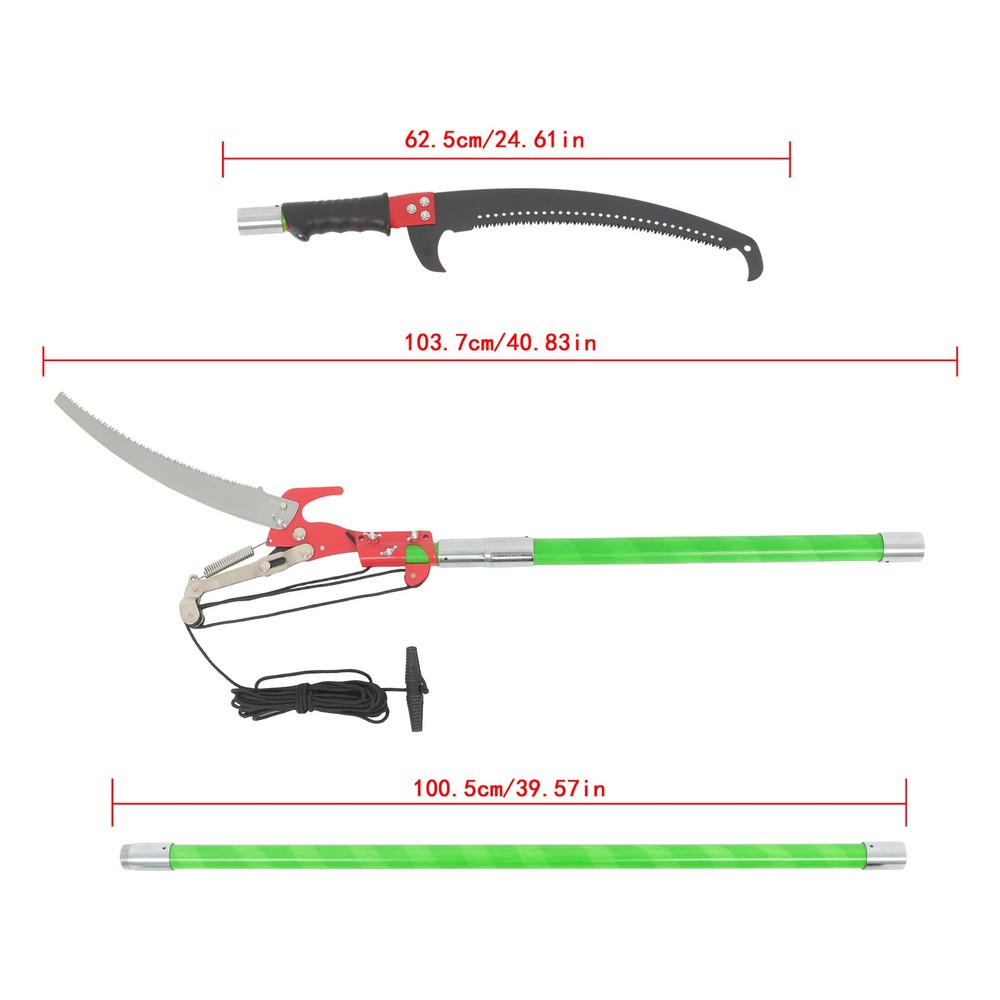 8-Section Telescoping Green Pole 27FT Extendable Tree Trimmer & Pole Saw Combo