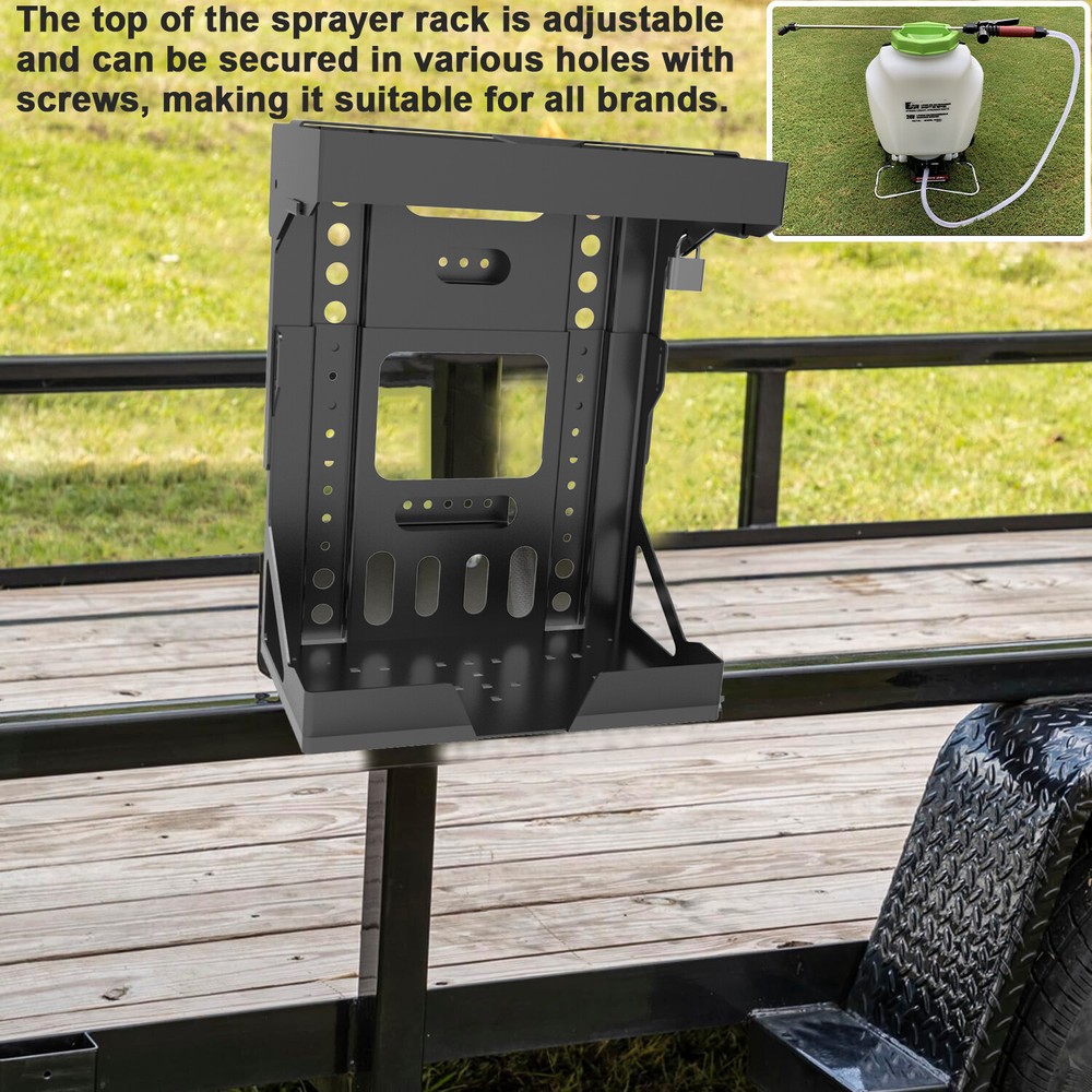 Open Enclosed Landscape Trailer Adjustable Lockable Backpack Blower Sprayer Rack