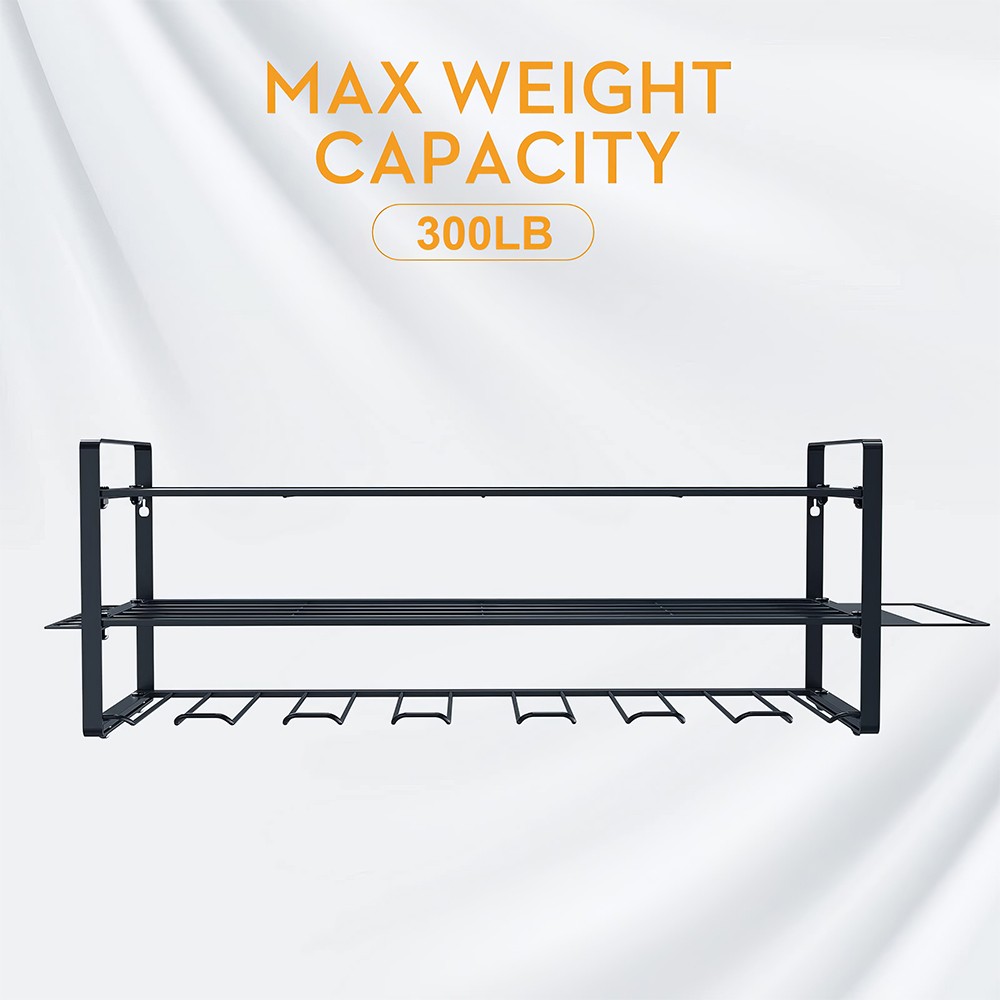 3 Layers Wall-Mounted Power Tool Organizer Storage Rack w/ 7 Drill Holders Shelf