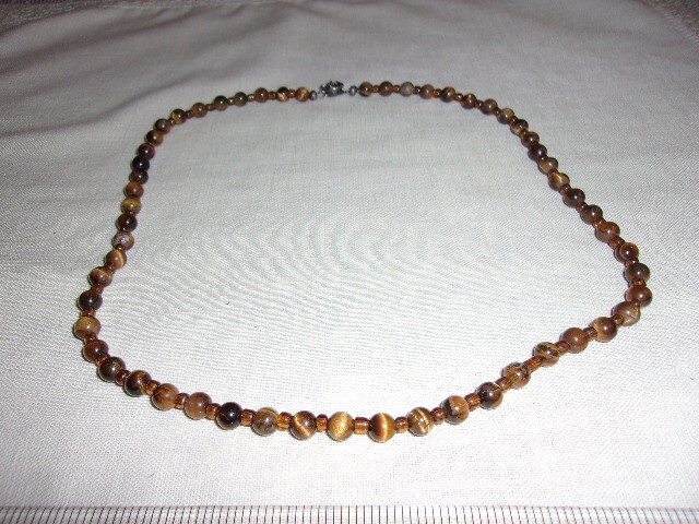 VintageTiger's Eye Stone Bead Necklace