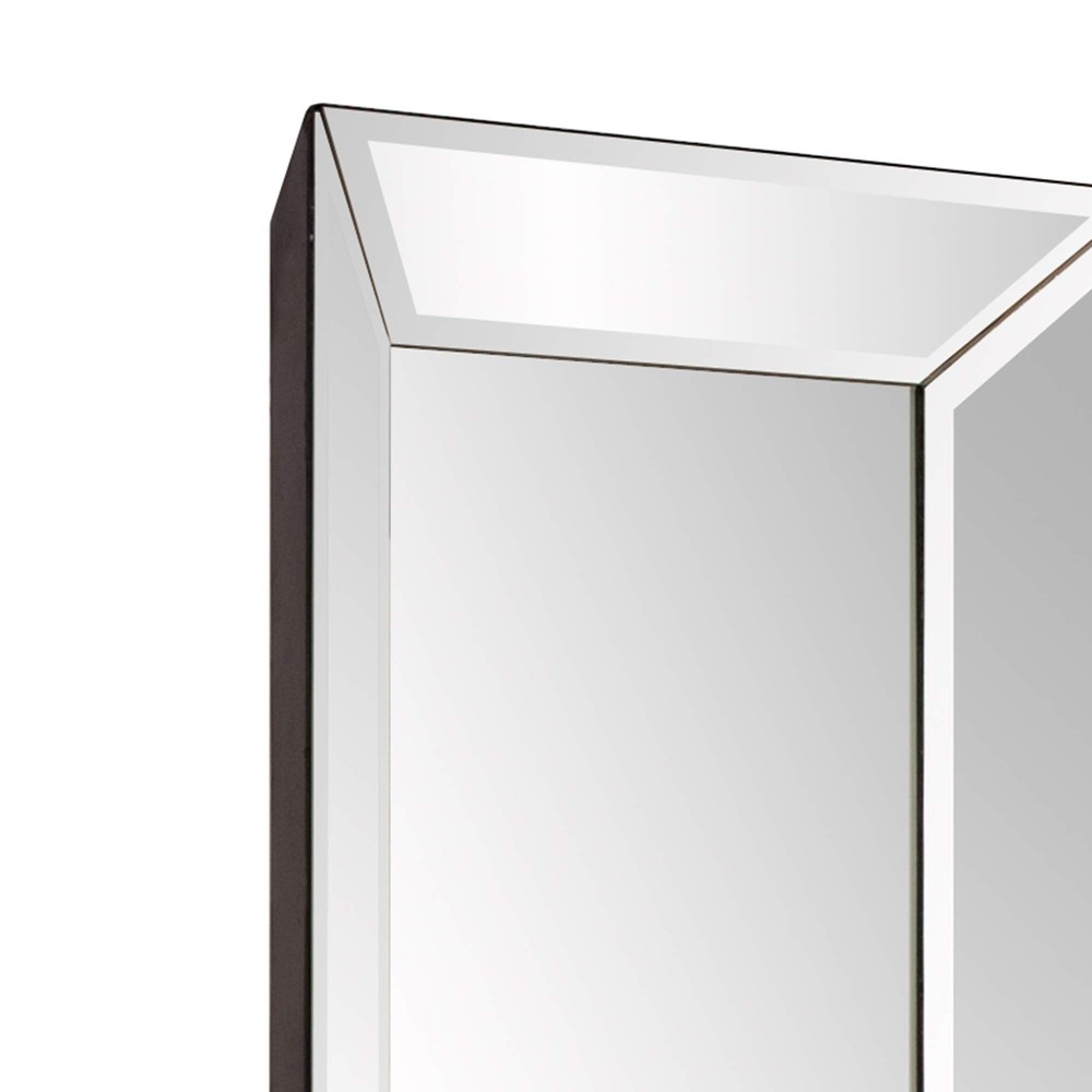 Howard Elliott Vogue Inward Rectangular Hanging Wall Mirror, Large Silver