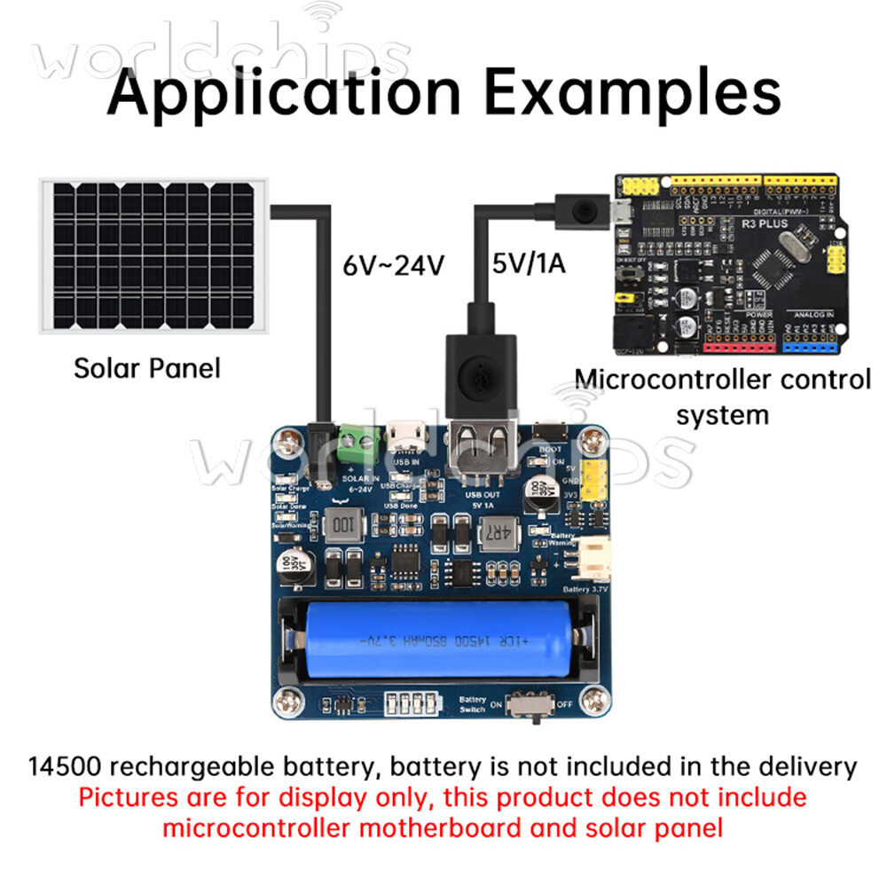 Power Manager Module for 6V~24V Solar Panel Support MPPT USB Battery Charging
