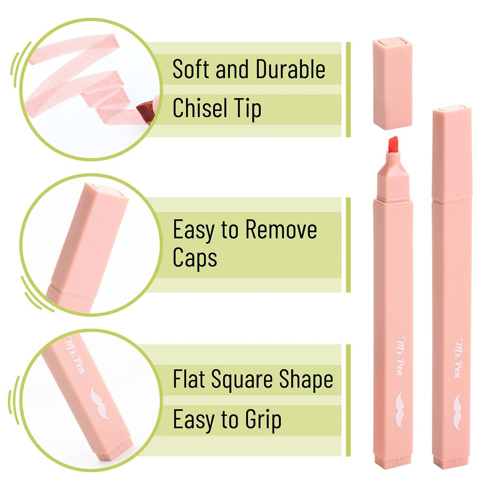 Mr. Pen- Aesthetic Highlighters, 8 pcs, Chisel Tip, Boho 8 Pack, Colors