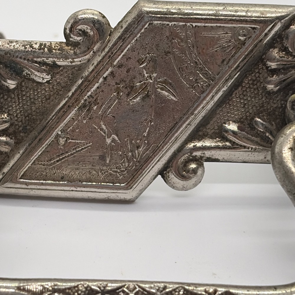 Antique 4” Single Drawer Pull Silver Tone Crane Embellishment (11)