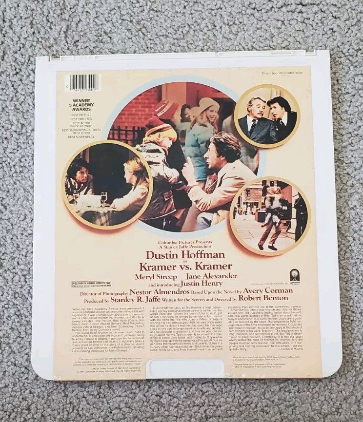 Vintage RCA SelectaVision Capacitance System Kramer Vs. Kramer VideoDisc