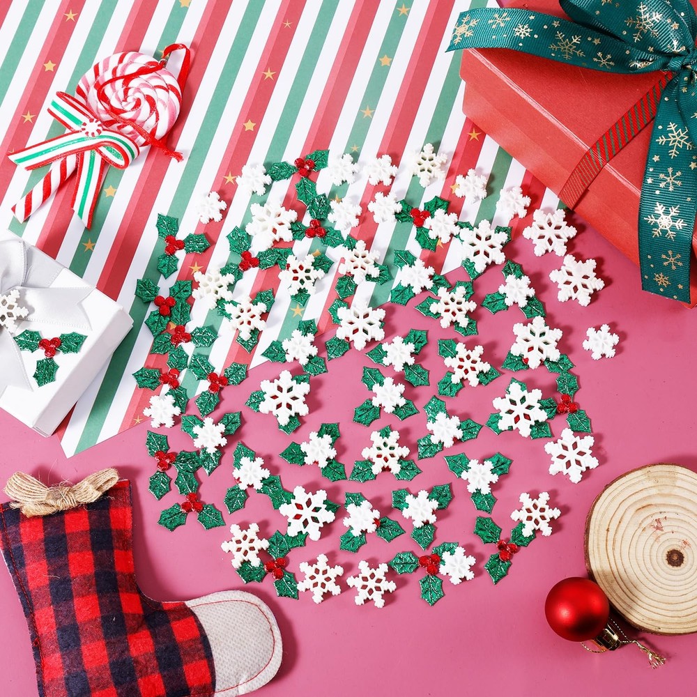 150pcs Miniature Christmas Decorations, Medium, Red and Green; White