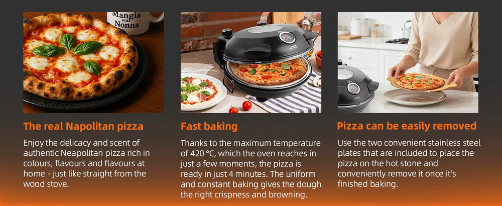 Electric Pizza Oven 420°C Double-Sided Heating Compact Kitchen Maker