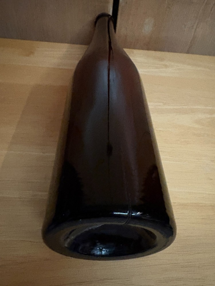 Vintage Dark Amber Bottle 14" Tall Unique Shape
