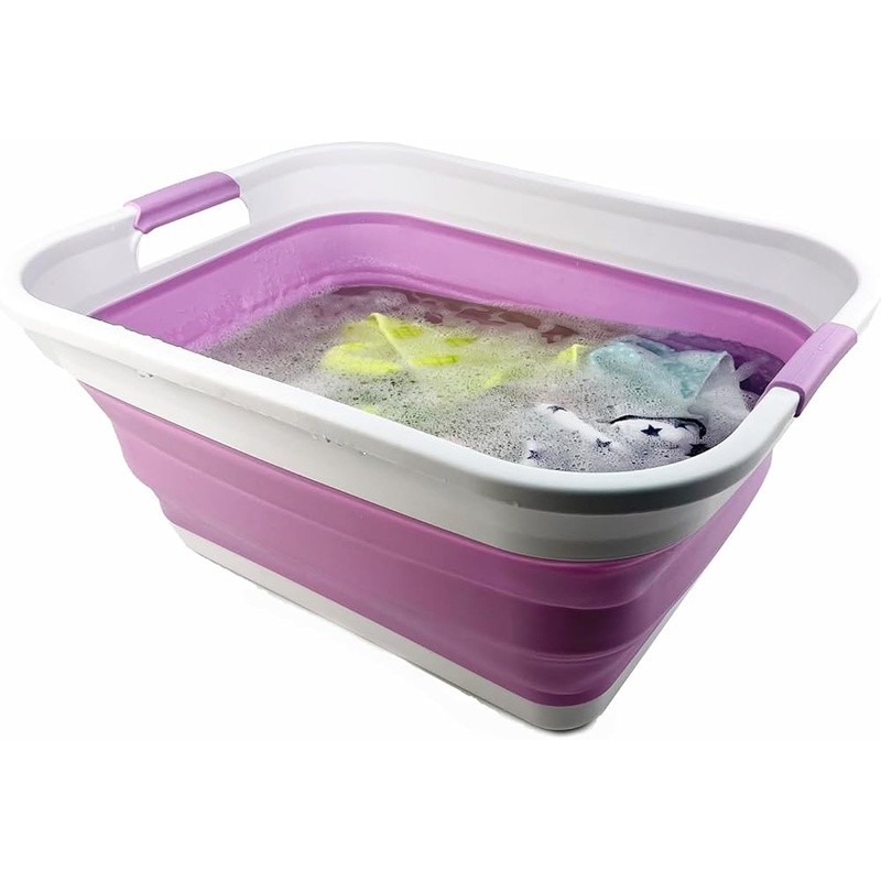 Collapsible Portable Laundry Basket Space Saving Handle TPE PP Storage Container