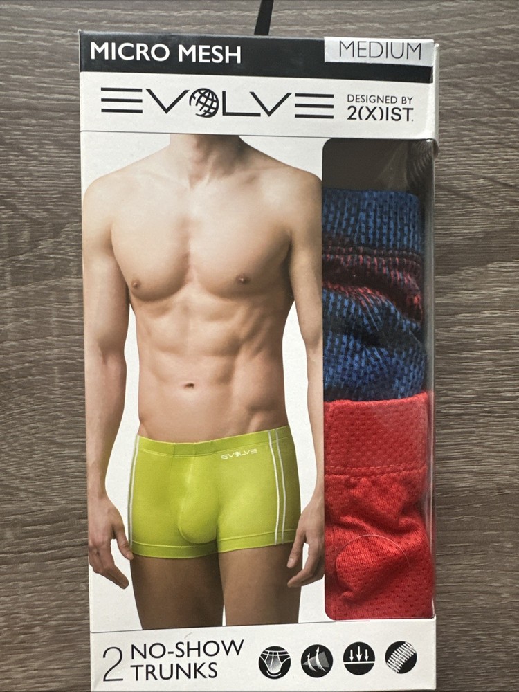 EVOLVE (2XIST) Micro Mesh Stretch Trunks, 2 pack - Medium, (32-34) Multicolor