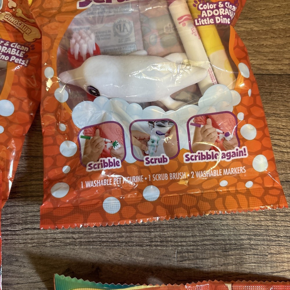 4 Pack Scribble Scrubbie Dinosaurs