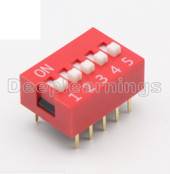 10Pcs Slide Type Switch Module 2.54mm 5-Bit 5 Position Way DIP Red Pitch