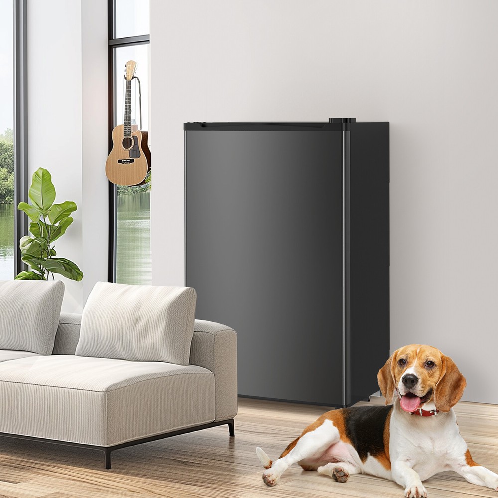 Quiet Mini Fridge with Freezer Compartment, Single Door Design