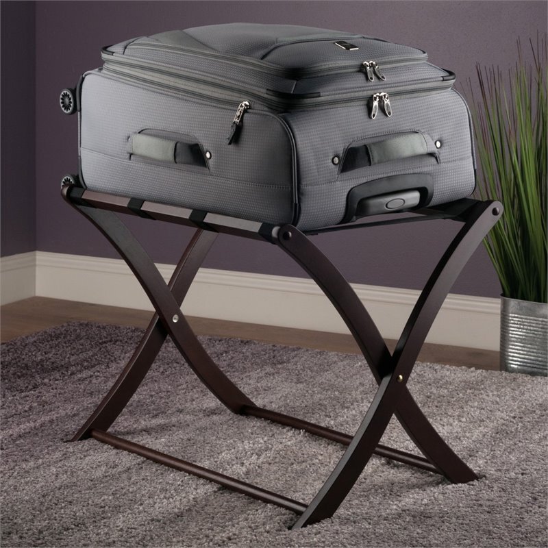 Winsome Scarlett Transitional Solid Wood Luggage Rack in Cappuccino