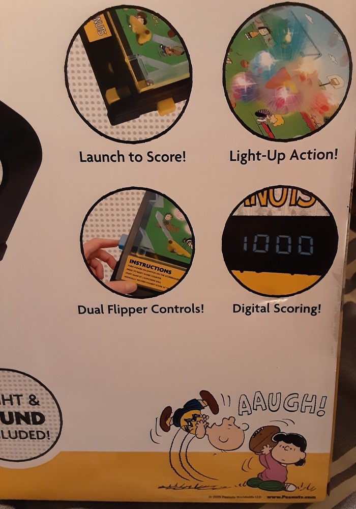 Snoopy Peanuts Electronic Tabletop Arcade Game PINBALL Machine w/Lights & Sound