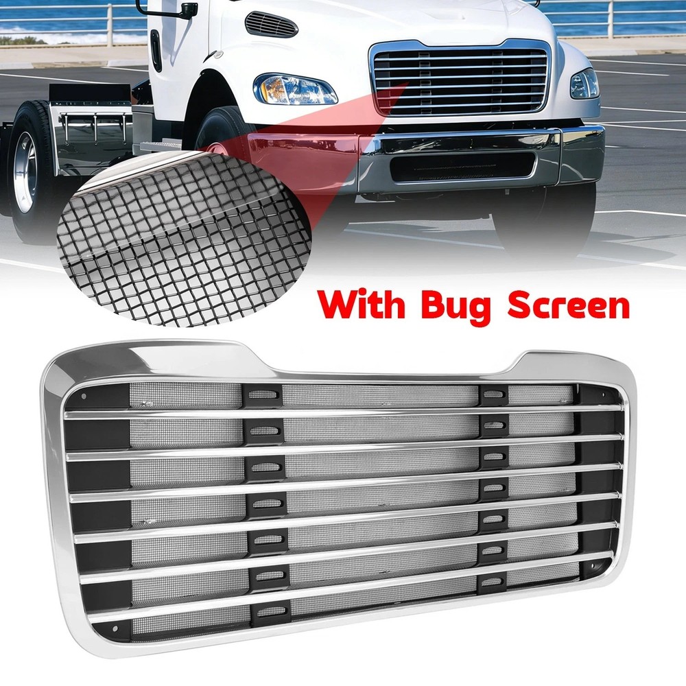 Front Upper Chrome Bumper Grille w/Bug Screen Fit Freightliner M2 2002-2022