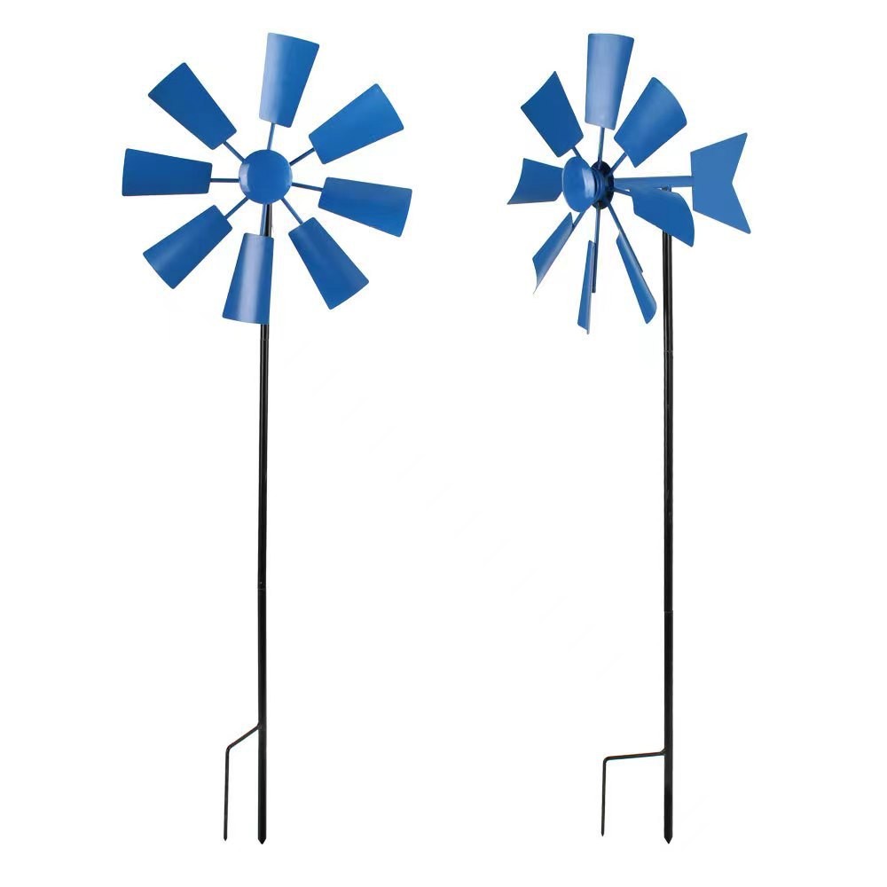 Iron Garden Windmill Stakes - Rotating, Multi-Color Rustic Yard Decor
