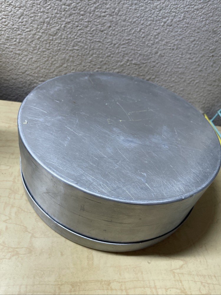 Hand Designed 10.75” Round Silver Colored Aluminum Box W/ Nice Lid