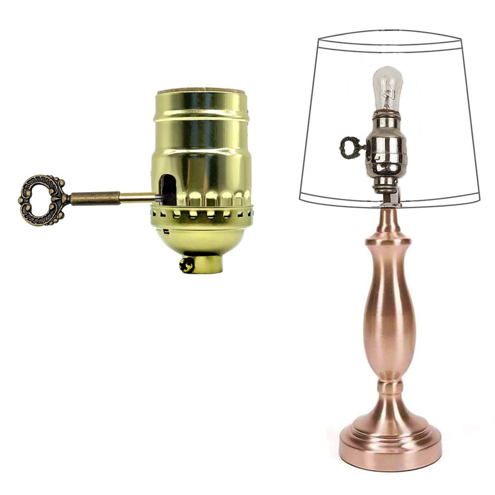 ECUDIS 4 Pack Lamp Keys Socket Turn Replacement Switch Antique Brass