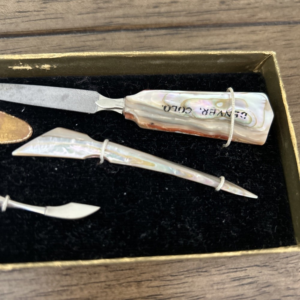 Vintage Abalone Pearl Manicure Set