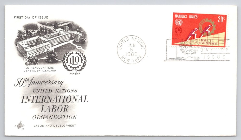 First Day Cover Scott's #200 UN NY Labor & Development 20c 1969