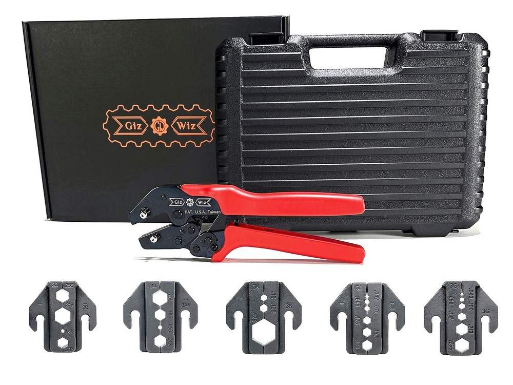 Ergonomic RF Coax Quick Change Portable Crimp Tool Kit 5 Interchangeable Die ...