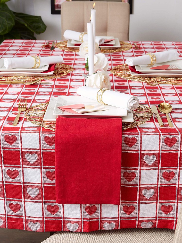 DII Valentine's Day Tablecloth Check Collection, Tablecloth, 60x84, Checkered He