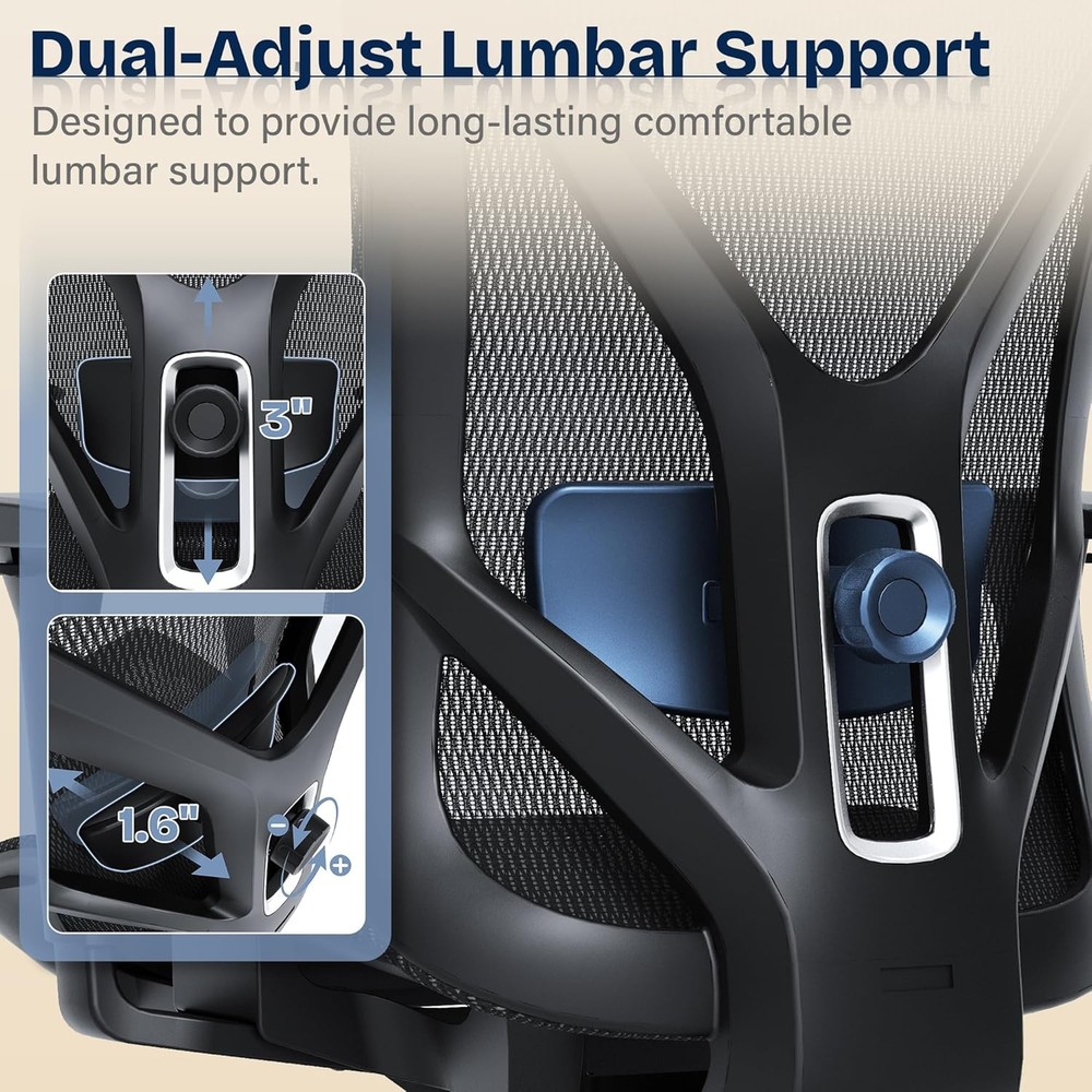 Ergonomic Office Chair, Mesh Computer Desk Chairs with Adjustable Lumbar Support