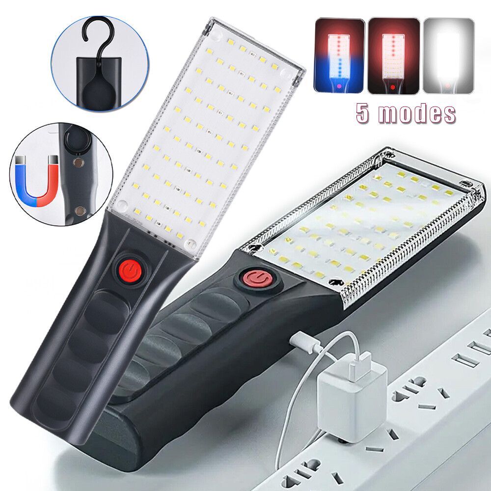 USB Rechargeable LED Work Light Mechanic Flashlight Lamp Magnetic Base with Hook