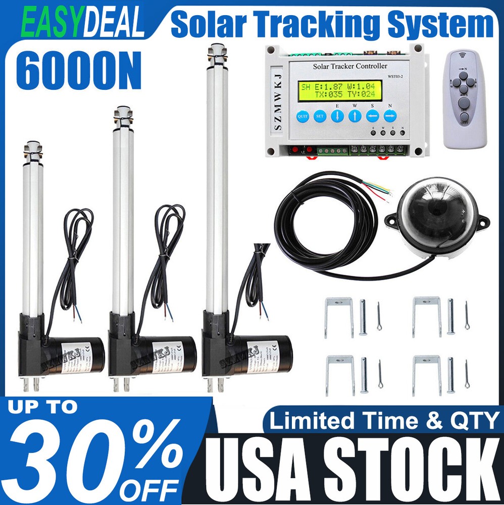 12V 6000N Dual Axis Solar Panel Tracking Tracker Controller Linear Actuator Kits