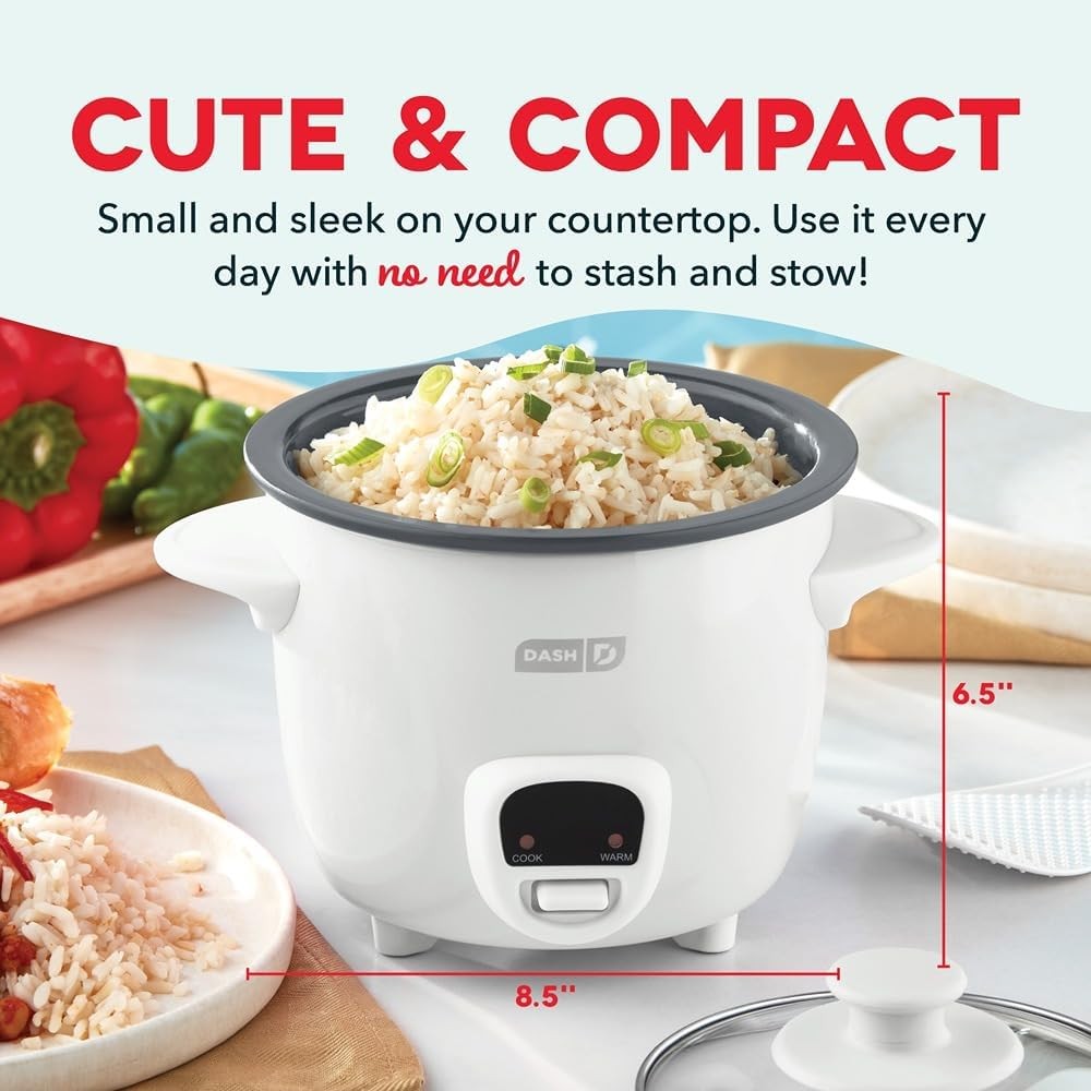 Dash Mini Ceramic Rice Cooker - Designed for Single-Serve Cooking - Compact Rice