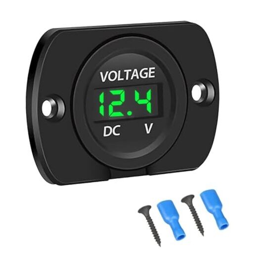 DC Volt Meter 12V, Battery Voltage Gauge 12V, Digital Voltage Light Green