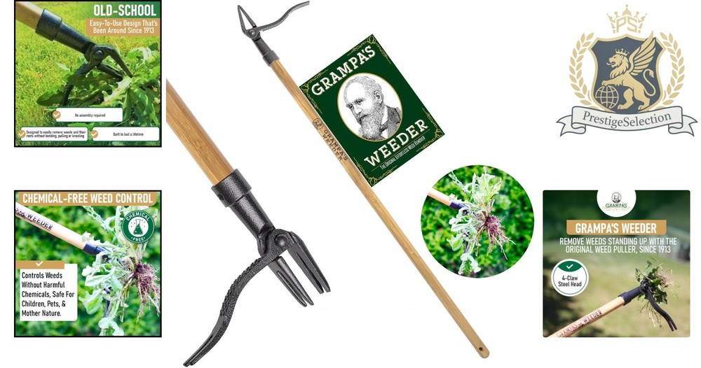 - the Stand up Weed Puller Tool with Long Handle - Made with Real Bambo
