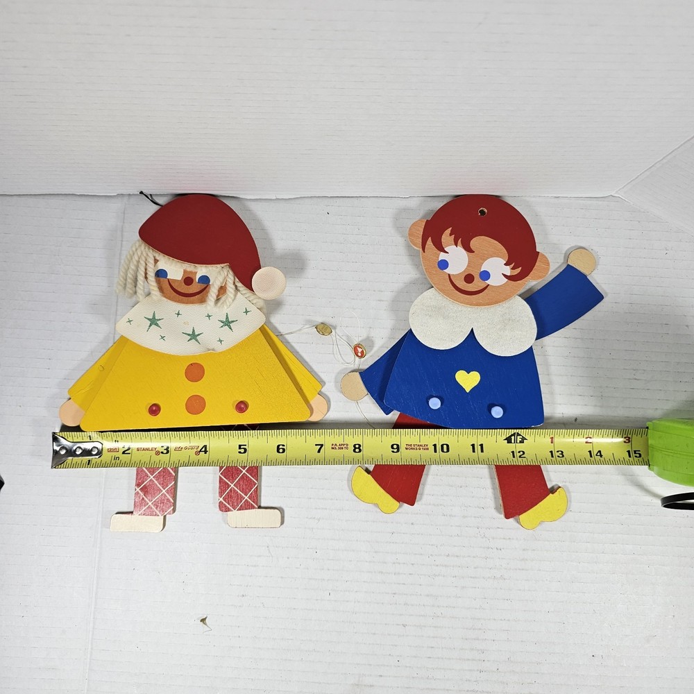 Vintage Wood Pull String Toy Clown - Made In Germany