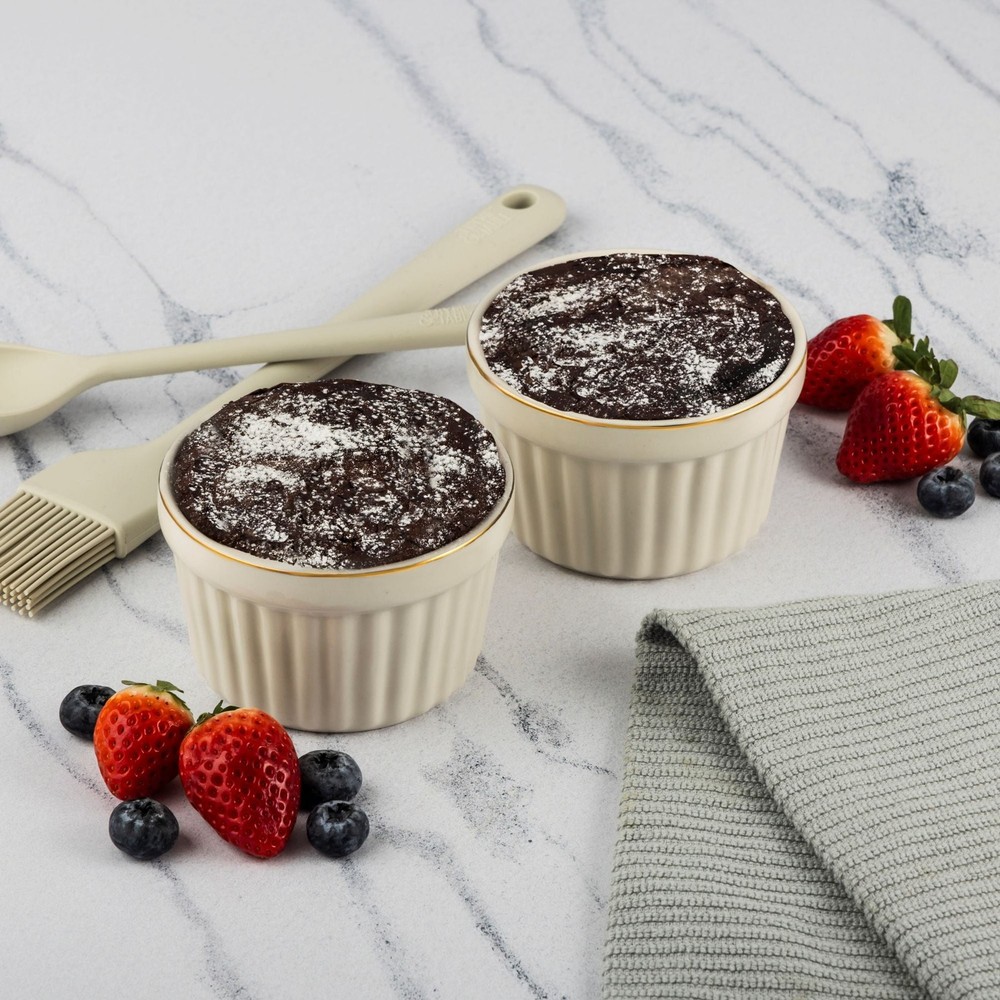 2-Piece Ramekin Set White Ribbed Oven Safe