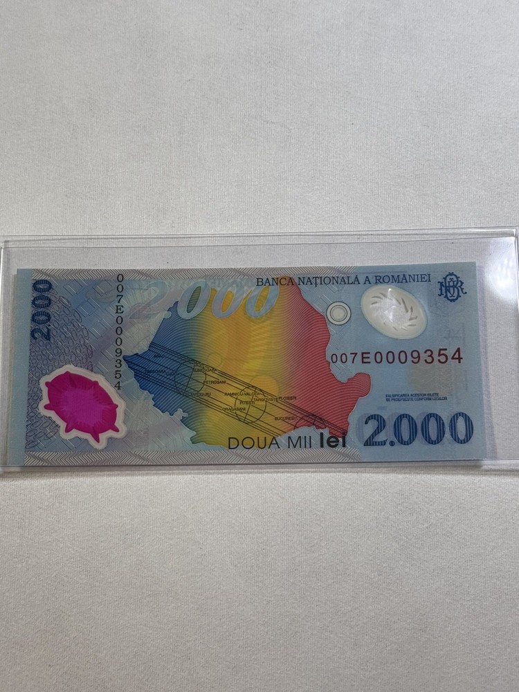 1999 Romania 2000 Lei Total Eclipse Polymer Banknote P# 111a
