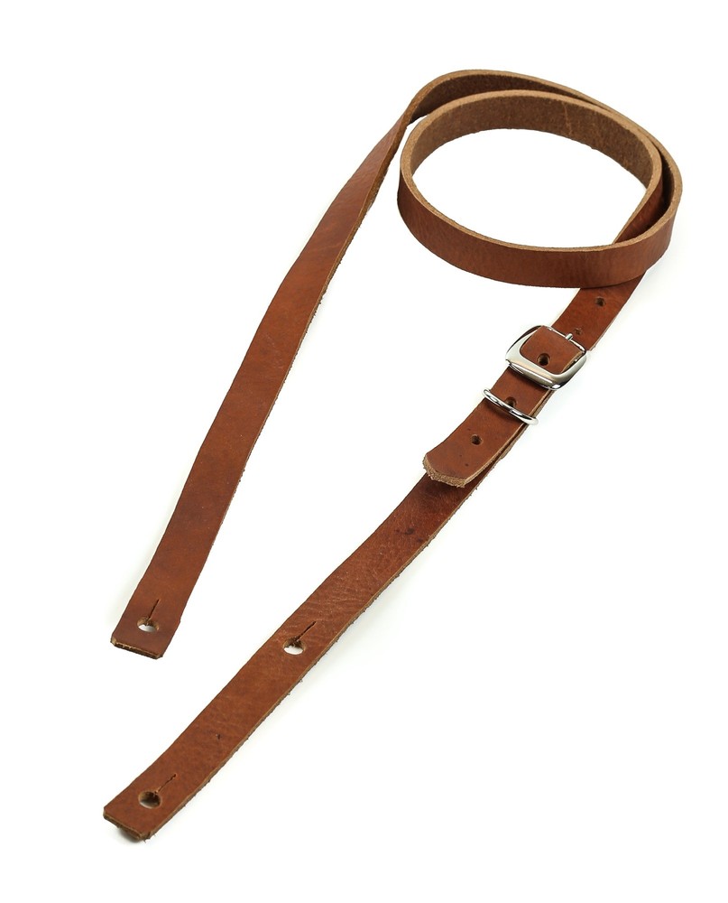 3/4" Wide Tan Saddle Leather Buckle Guitar Strap