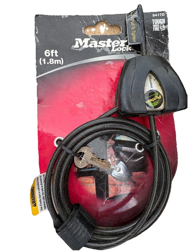 Brand New Master Lock 6 Ft. Python Adjustable Locking Cable- 2 Keys Included
