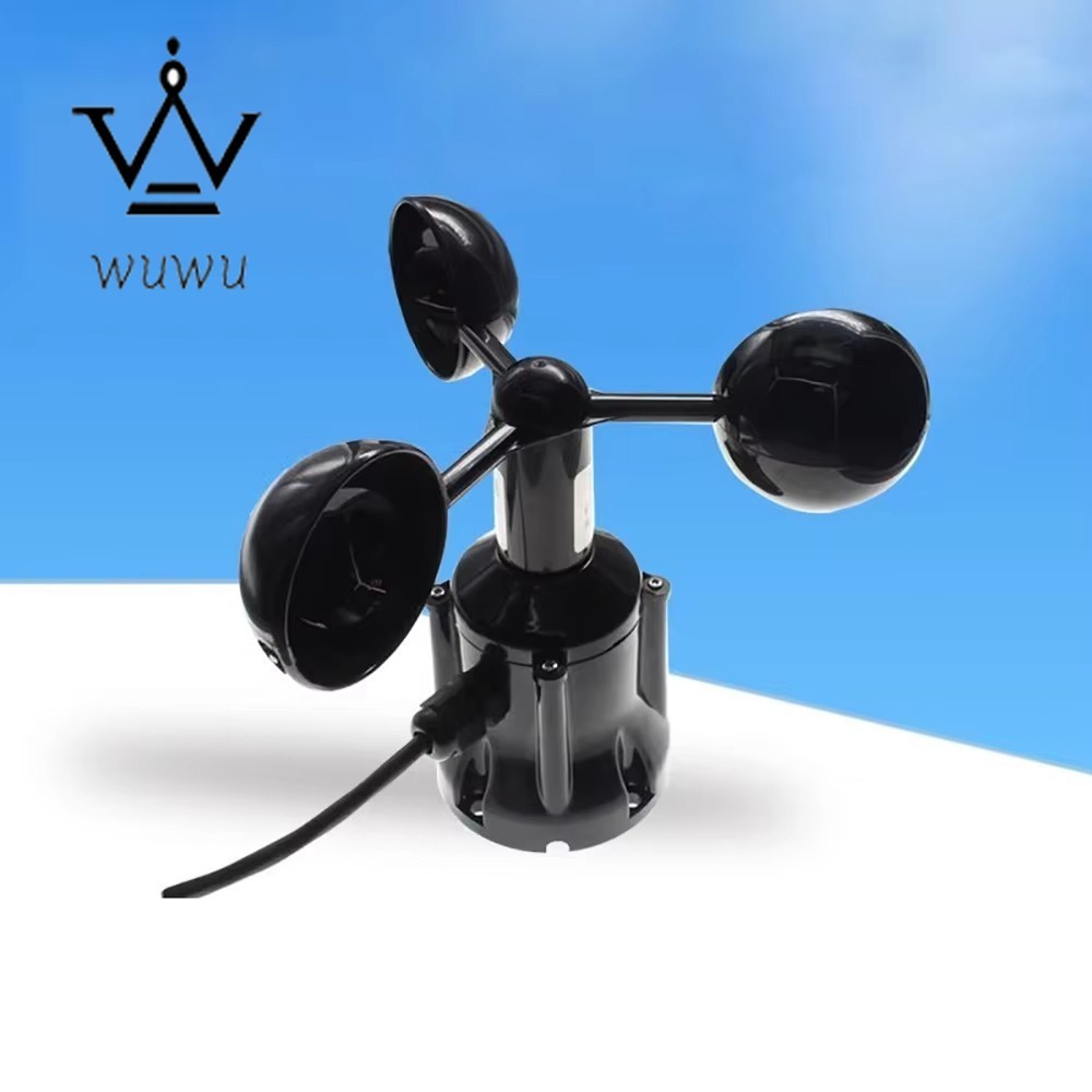 Polycarbonate Three-Cup Anemometer RS485 Wind Speed Sensor Transmitter 0-30M/S