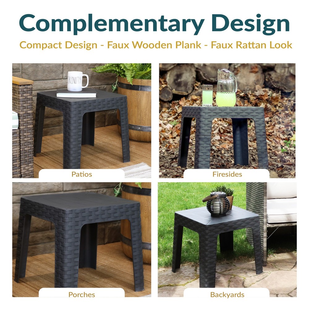 18.5 in Plastic Square Patio Side Table - Gray by Sunnydaze