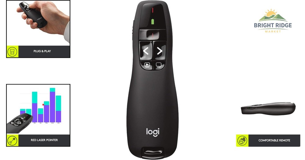 USB Wireless Presentation Clicker with Built-in Laser Pointer and Carrying Case