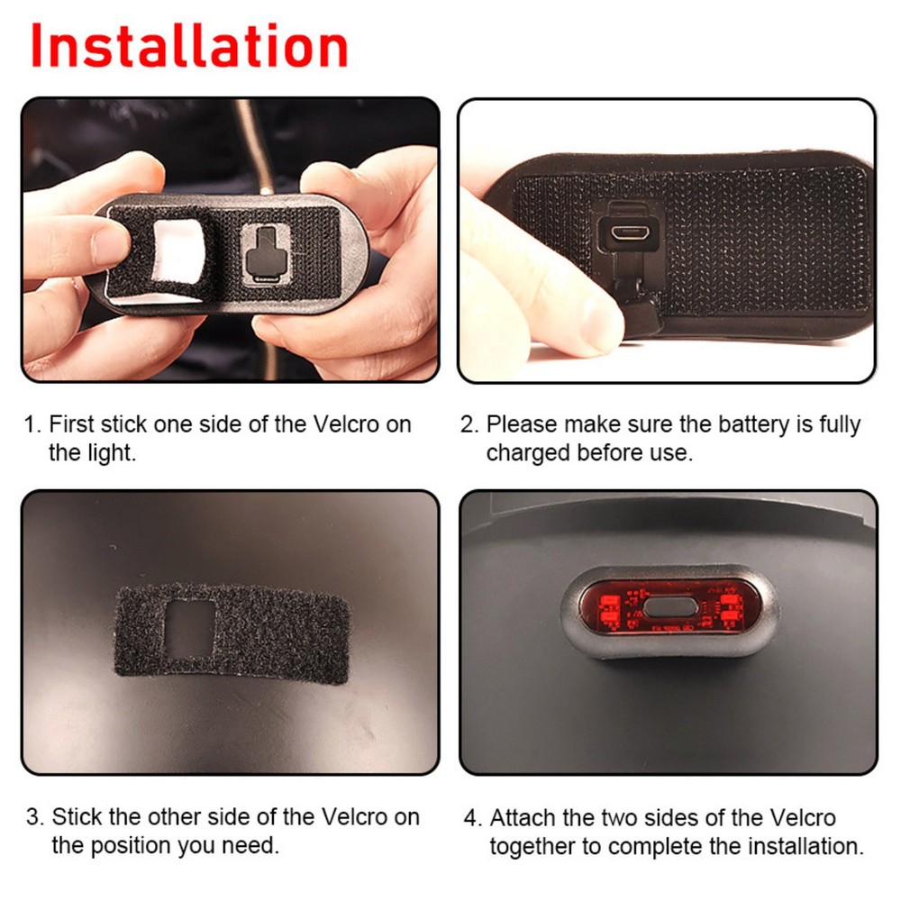 Waterproof Motorcycle Rear LED Helmet Light USB Rechargeable Light Replacement