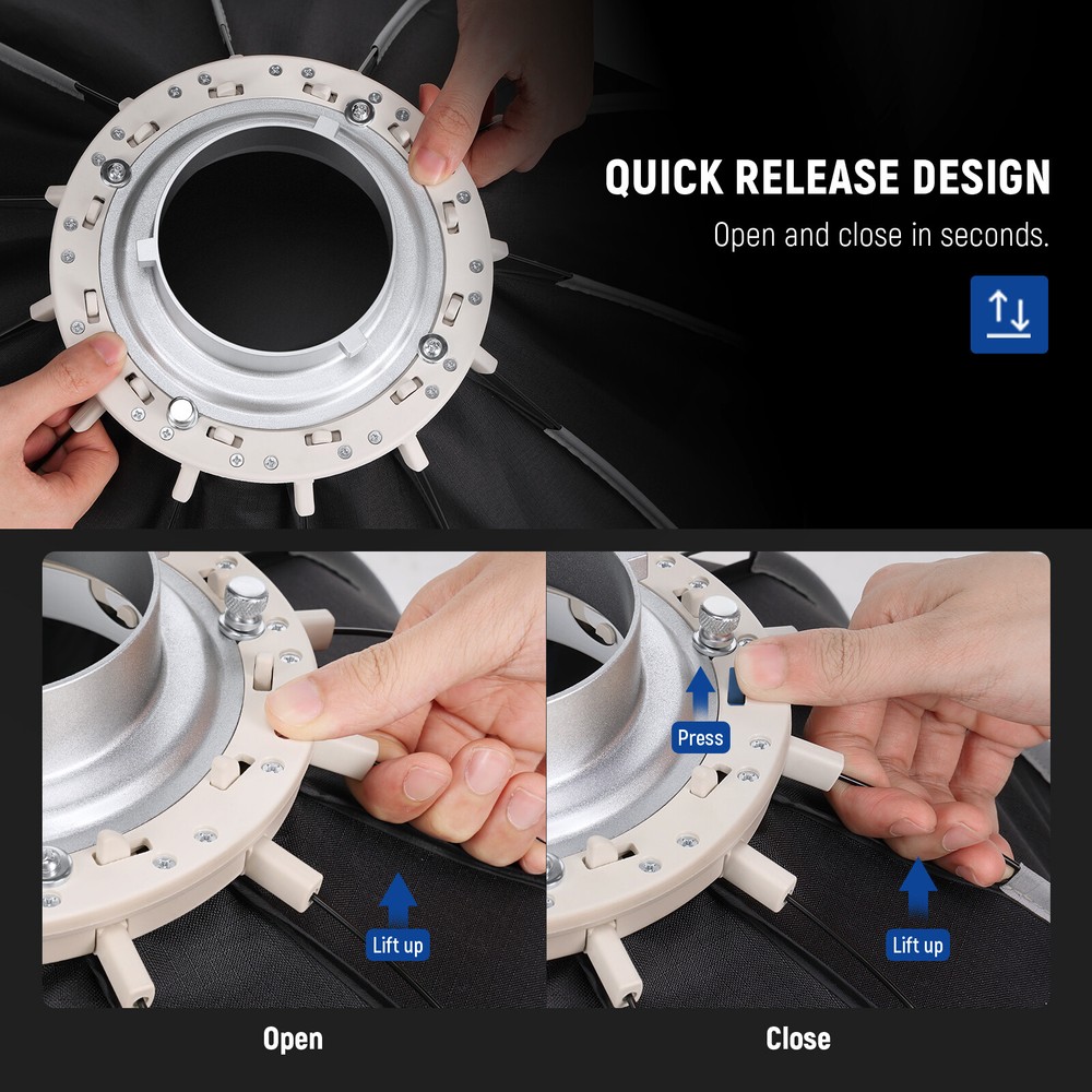 NEEWER 65cm Bowens Mount Parabolic Softbox Dodecagon with Diffusers/Grid/Bag