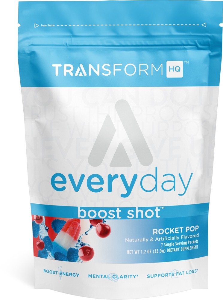 TransformHQ Boost Shot Powder Stick Packets, Rocket Pop Energy - 7 Pack